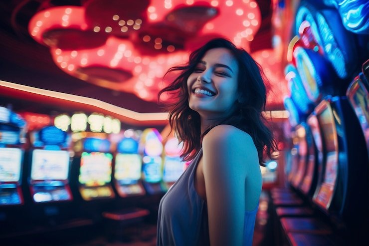 Studio dealer langsung dengan meja baccarat dan dealer profesional
